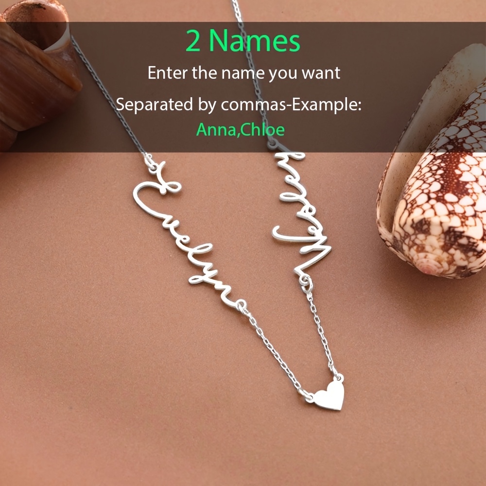 Women's Customizable Heart Name Necklace, Perfect Gift for Her